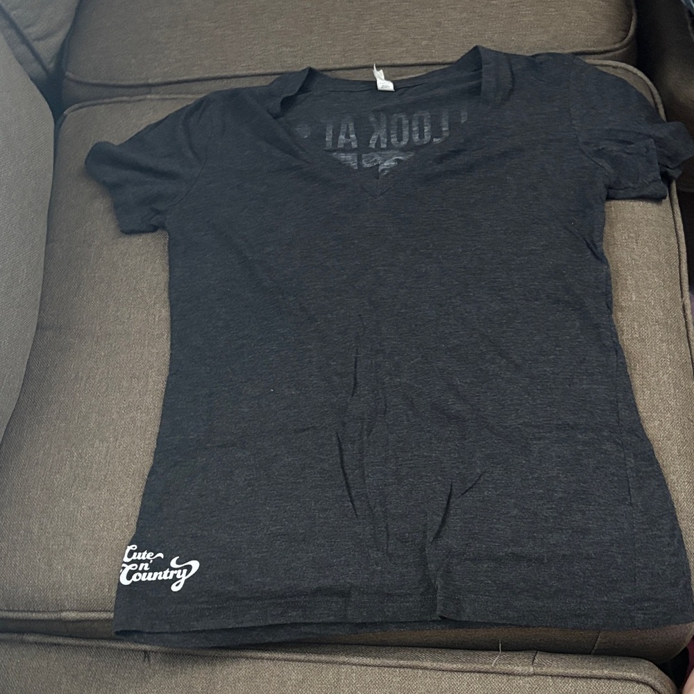 Women's Black Short-Sleeve V-Neck Tee - Logo